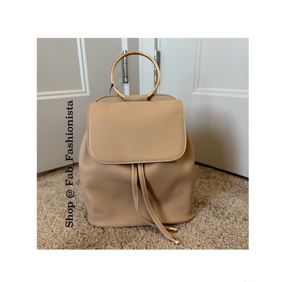 Vegan Leather backpack with gold hardware new main image 11